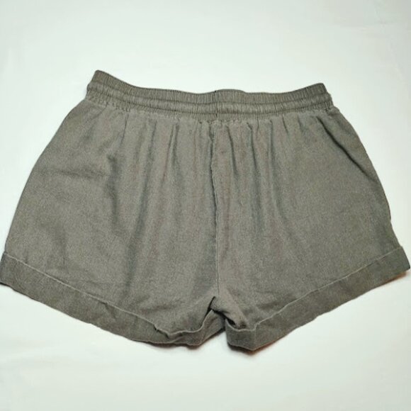 CI SONO Olive Green Linen Blend Cargo Utility Casual Pull On Shorts L - Picture 2 of 9